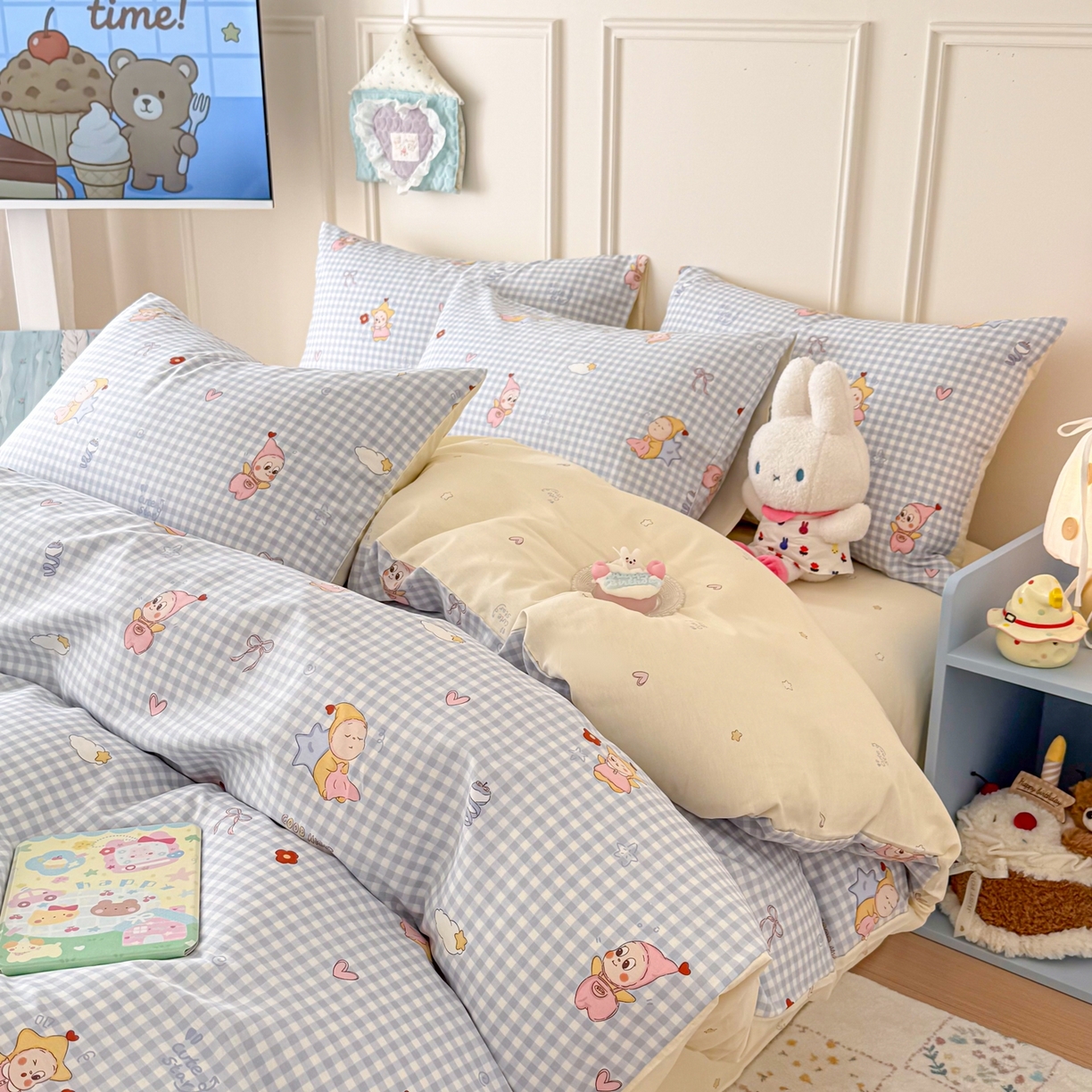 呗旺鹿 2026新款全棉纯棉40支12868星仔系列单被套被套单件单品被套 甜梦小精灵蓝
