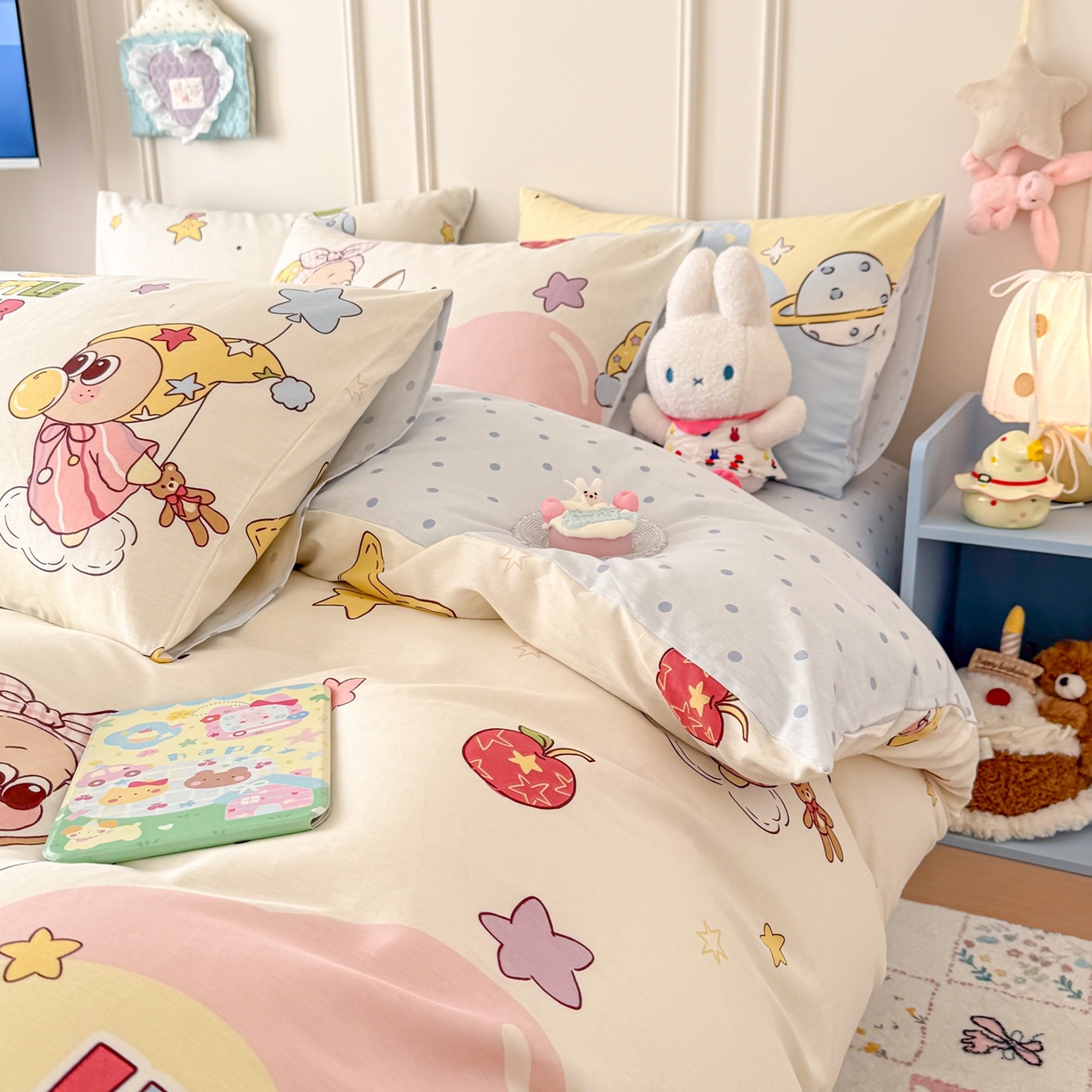 91家纺网 家纺一手货源 找家纺 呗旺鹿 2026新款全棉纯棉40支12868星仔系列单被套被套单件单品被套 星星仔的梦