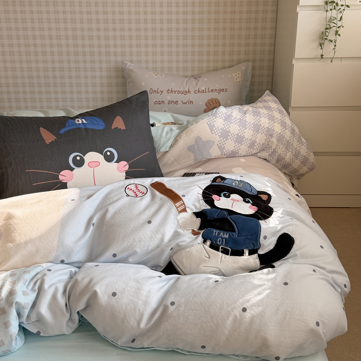 91家纺网 家纺一手货源 找家纺 （总）柚子YOUTH 2026春夏新款大版全棉纯棉双层纱贴布绣四件套