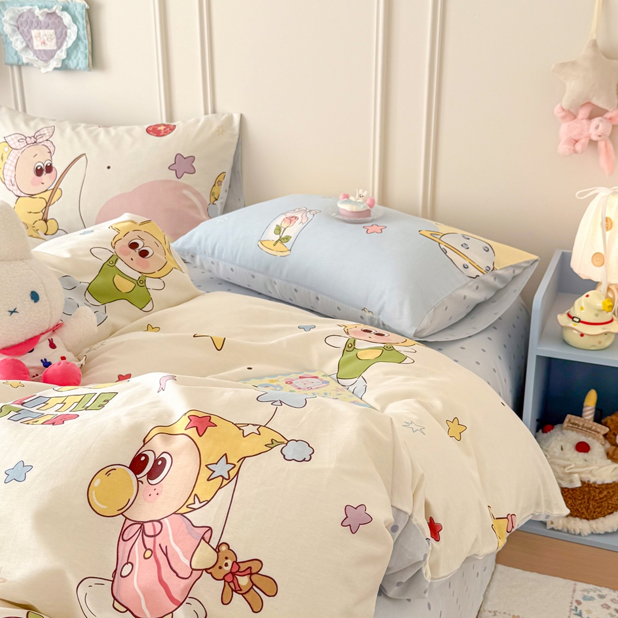 91家纺网 家纺一手货源 找家纺 呗旺鹿 2026新款全棉纯棉40支12868星仔系列单被套被套单件单品被套 星星仔的梦