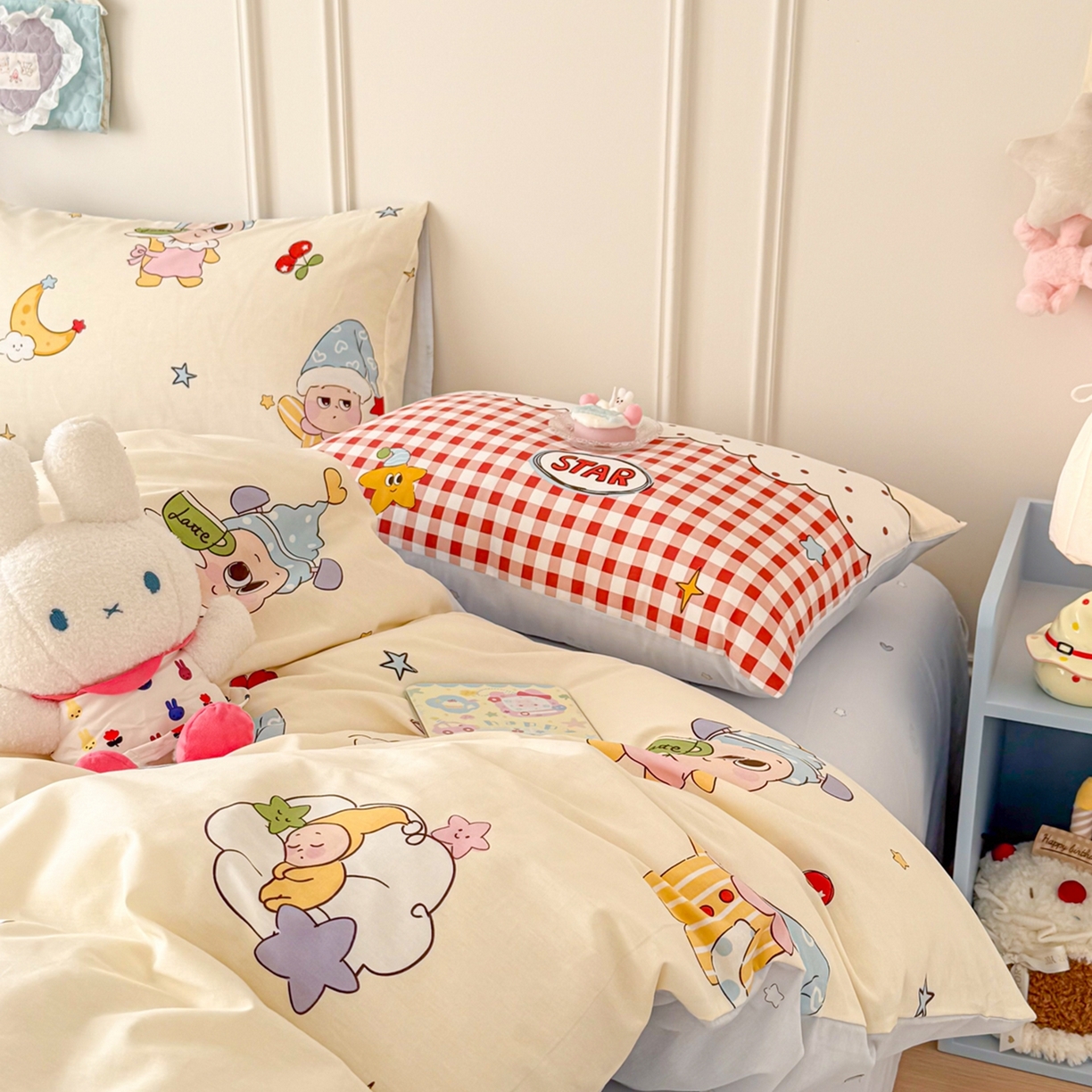 91家纺网 家纺一手货源 找家纺 呗旺鹿 2026新款全棉纯棉40支12868星仔系列单被套被套单件单品被套 星星漫游记