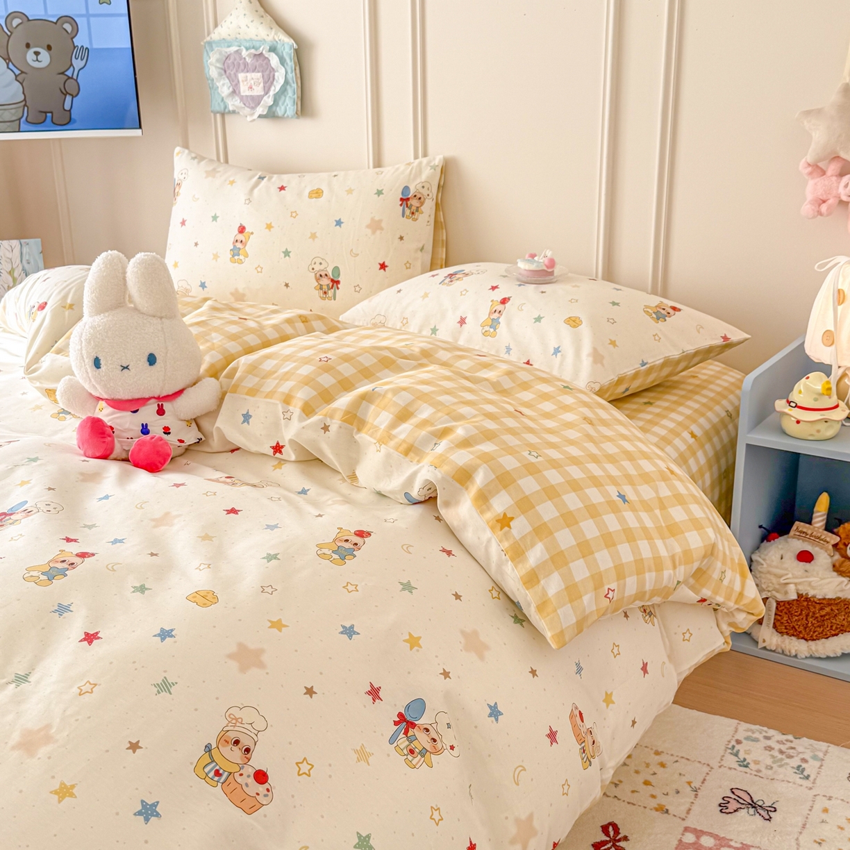 91家纺网 家纺一手货源 找家纺 呗旺鹿 2026新款全棉纯棉40支12868星仔系列单被套被套单件单品被套 快乐小星星