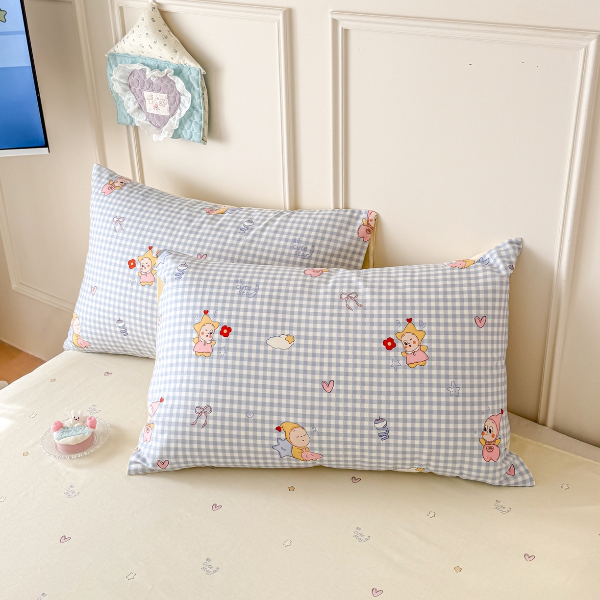 91家纺网 家纺一手货源 找家纺 呗旺鹿 2026新款全棉纯棉40支12868星仔系列单被套被套单件单品被套 甜梦小精灵蓝