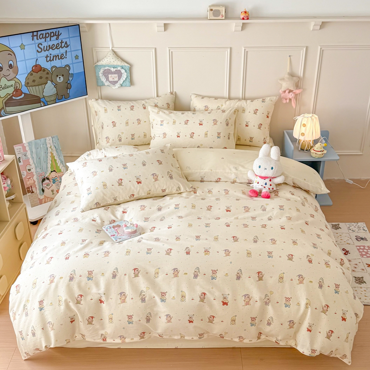 91家纺网 家纺一手货源 找家纺 呗旺鹿 2026新款全棉纯棉40支12868星仔系列单被套被套单件单品被套 梦幻童乡