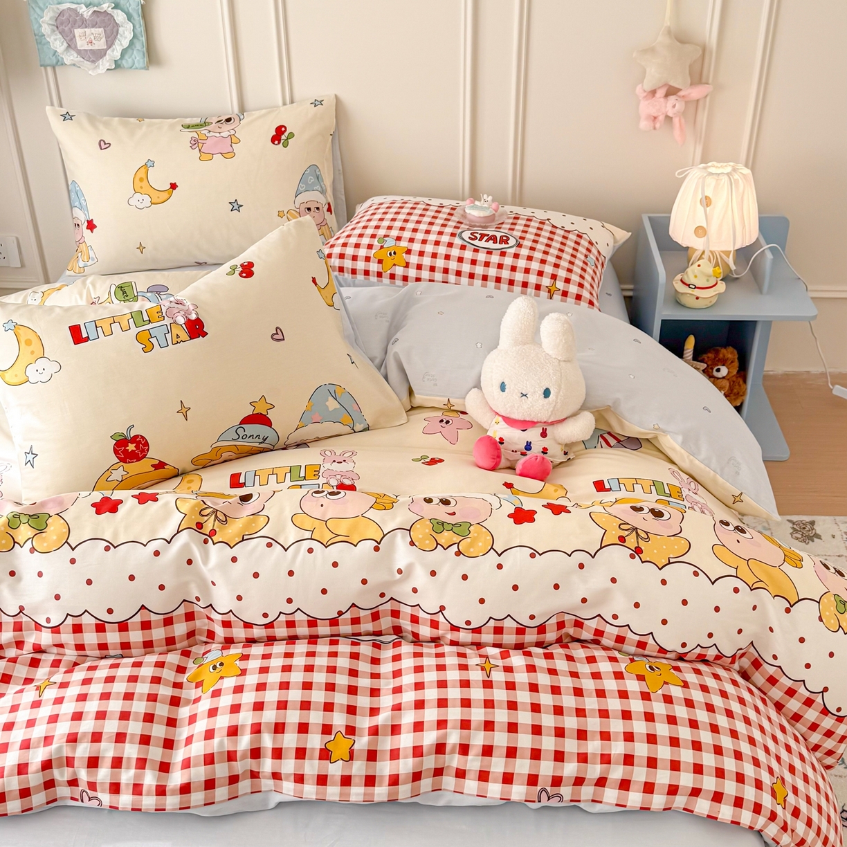 91家纺网 家纺一手货源 找家纺 呗旺鹿 2026新款全棉纯棉40支12868星仔系列单被套被套单件单品被套 星星漫游记