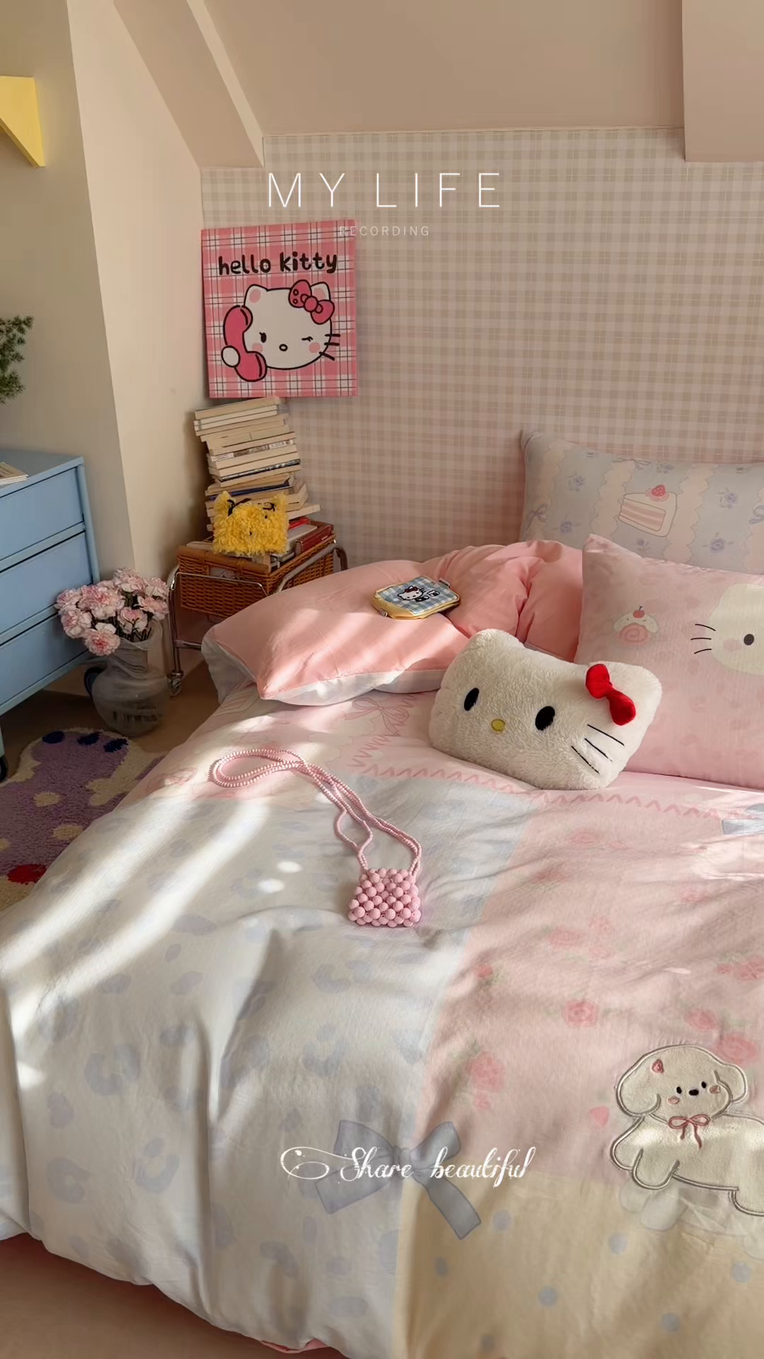 91家纺网 家纺一手货源 找家纺 柚子YOUTH 2026春夏新款大版全棉纯棉双层纱贴布绣四件套 大脸小花猫