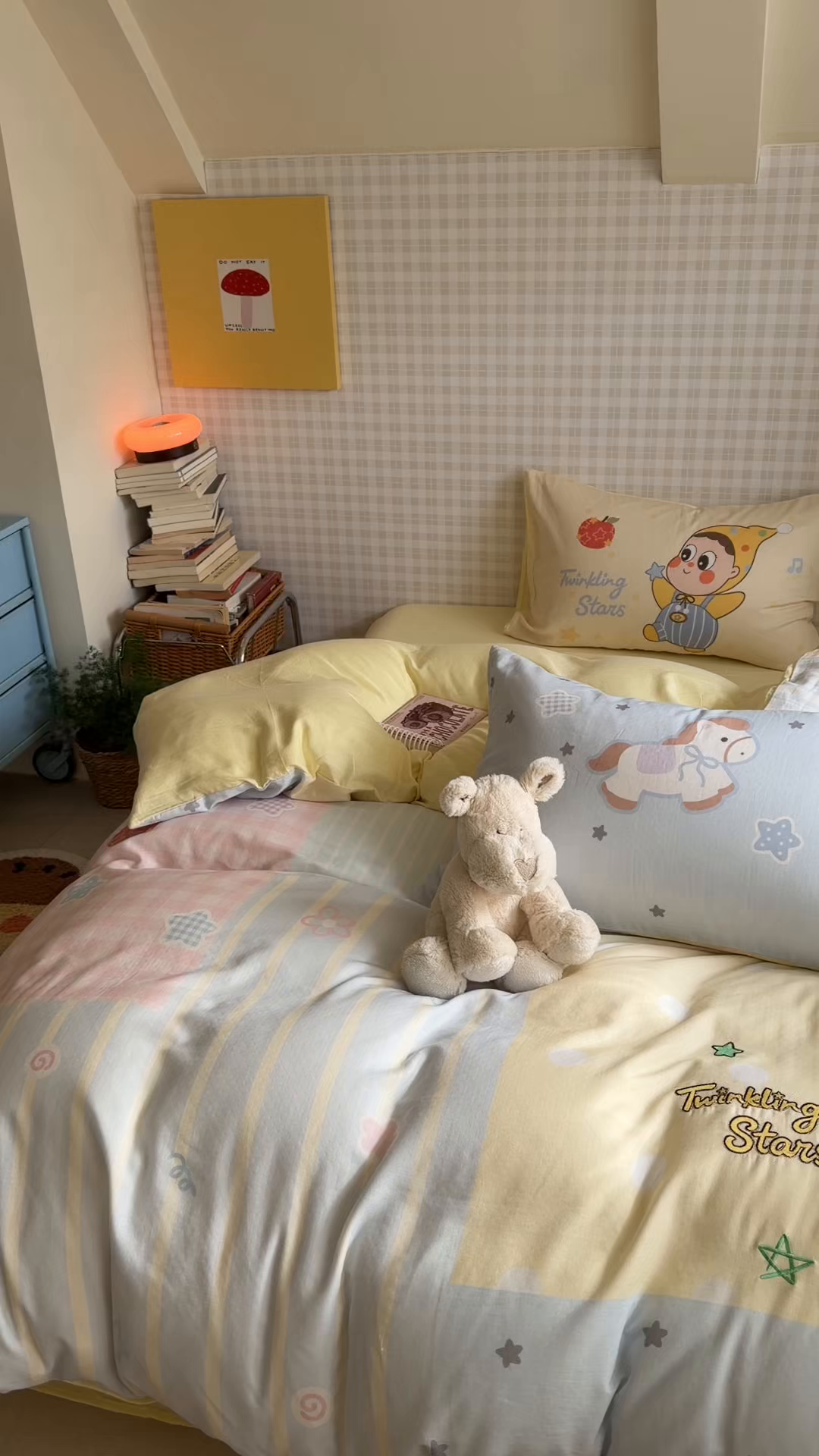 91家纺网 家纺一手货源 找家纺 柚子YOUTH 2026春夏新款大版全棉纯棉双层纱贴布绣四件套 星星宝贝