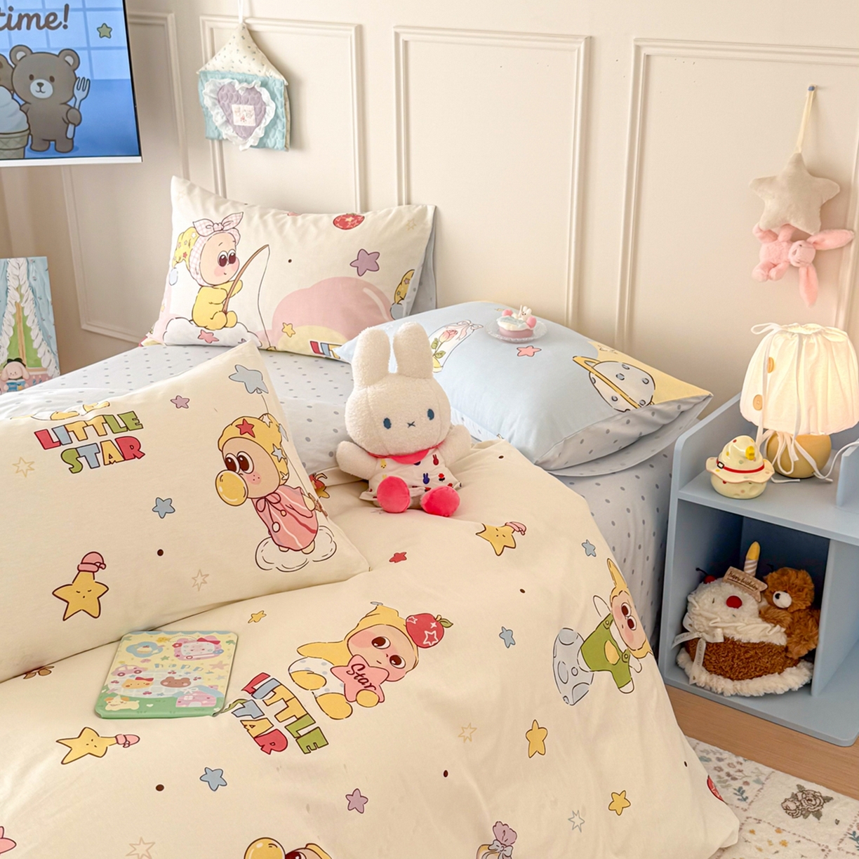 91家纺网 家纺一手货源 找家纺 呗旺鹿 2026新款全棉纯棉40支12868星仔系列单被套被套单件单品被套 星星仔的梦