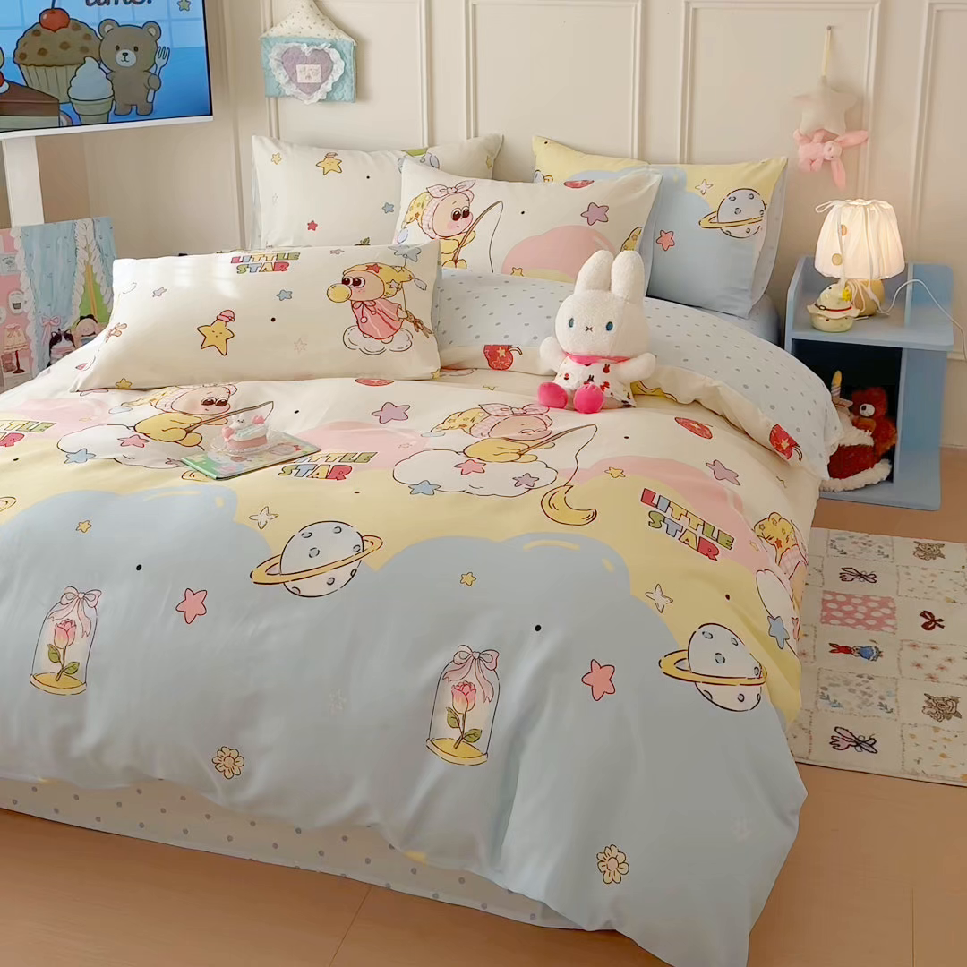 91家纺网 家纺一手货源 找家纺 呗旺鹿 2026新款全棉纯棉40支12868星仔系列单被套被套单件单品被套 星星仔的梦