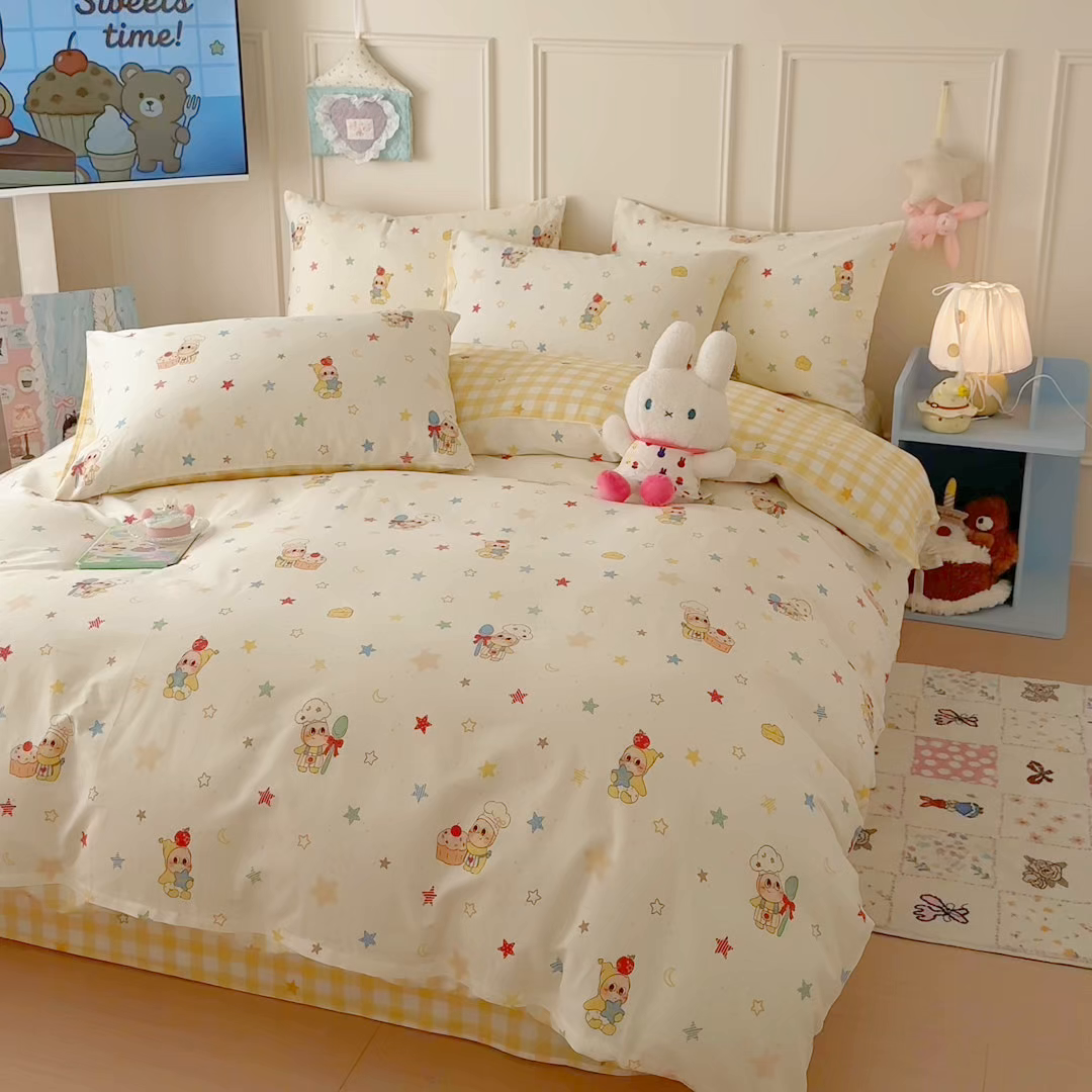 91家纺网 家纺一手货源 找家纺 呗旺鹿 2026新款全棉纯棉40支12868星仔系列单被套被套单件单品被套 快乐小星星