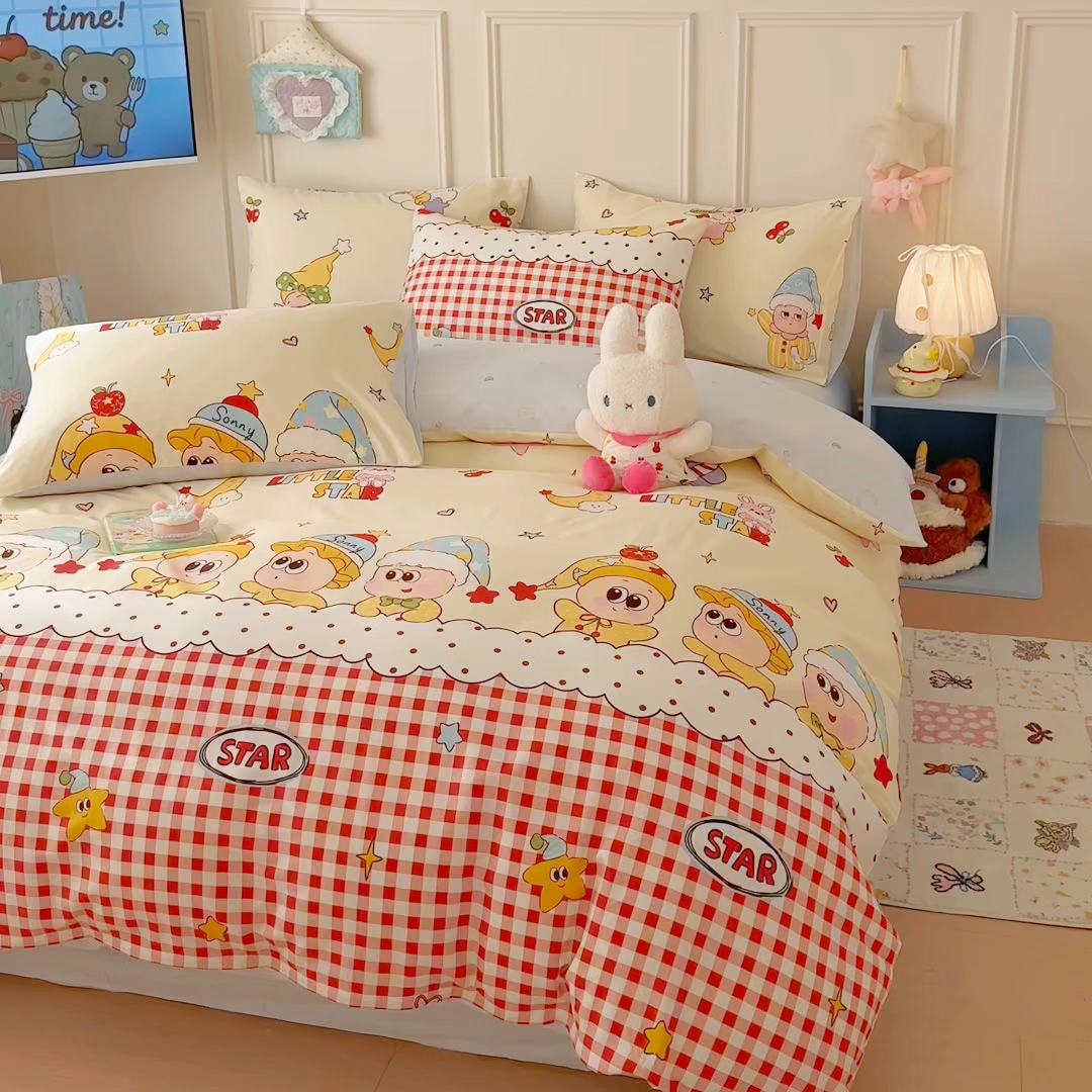 91家纺网 家纺一手货源 找家纺 呗旺鹿 2026新款全棉纯棉40支12868星仔系列单被套被套单件单品被套 星星漫游记