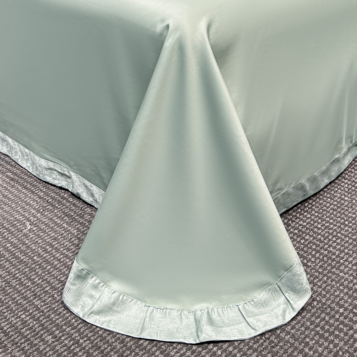 91家纺网 家纺一手货源 找家纺 启航家居 2026新款50支全棉提花四件套 梦想旅程水绿