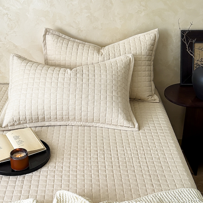 91家纺网 家纺一手货源 找家纺 （总）Mr.pig猪先生水洗棉 2026新款日式棉麻床盖单品床盖三件套-格律（展示价格为控价，实际价格请联系客服）