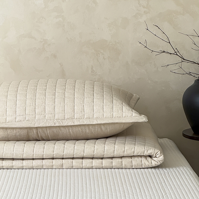 91家纺网 家纺一手货源 找家纺 （总）Mr.pig猪先生水洗棉 2026新款日式棉麻床盖单品床盖三件套-格律（展示价格为控价，实际价格请联系客服）