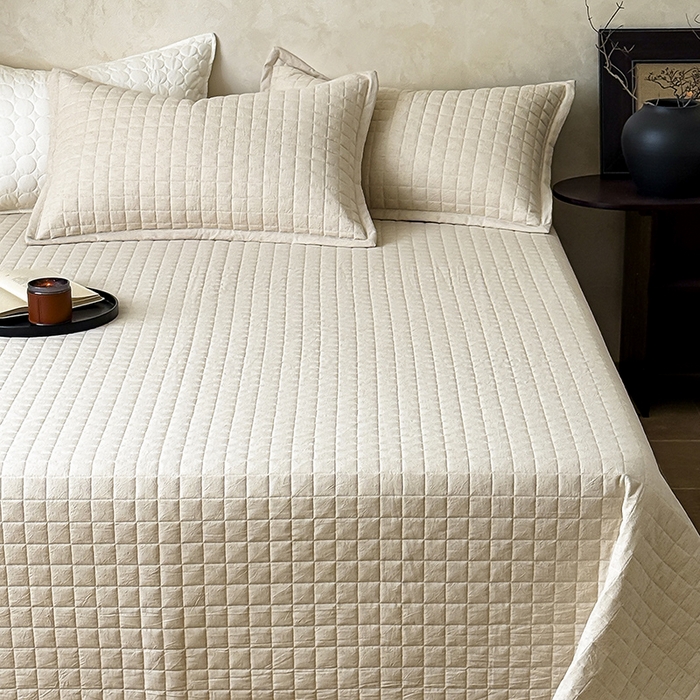 91家纺网 家纺一手货源 找家纺 （总）Mr.pig猪先生水洗棉 2026新款日式棉麻床盖单品床盖三件套-格律（展示价格为控价，实际价格请联系客服）