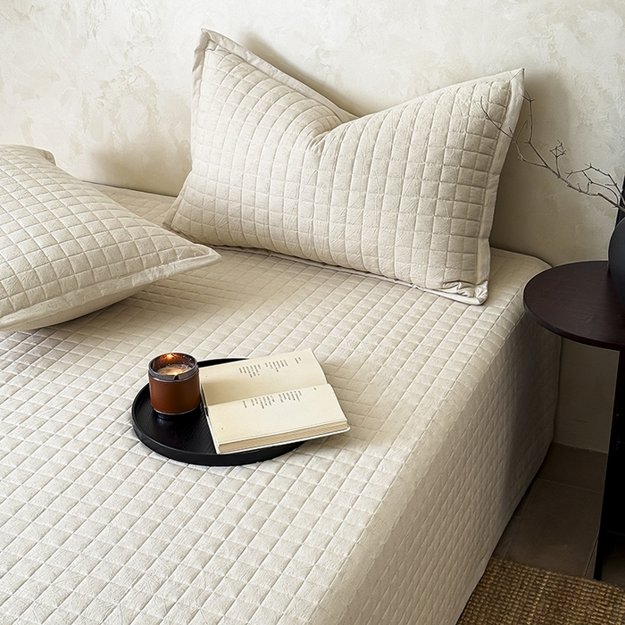 91家纺网 家纺一手货源 找家纺 （总）Mr.pig猪先生水洗棉 2026新款日式棉麻床盖单品床盖三件套-格律（展示价格为控价，实际价格请联系客服）