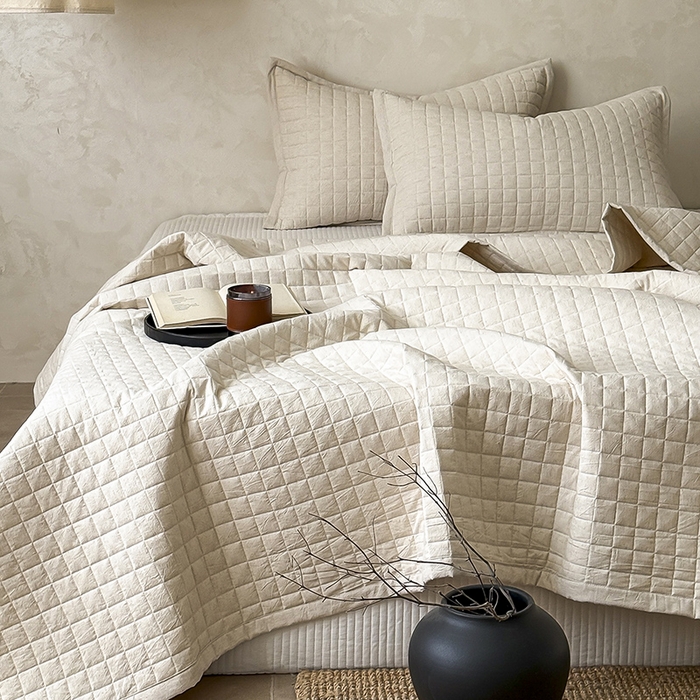 91家纺网 家纺一手货源 找家纺 （总）Mr.pig猪先生水洗棉 2026新款日式棉麻床盖单品床盖三件套-格律（展示价格为控价，实际价格请联系客服）