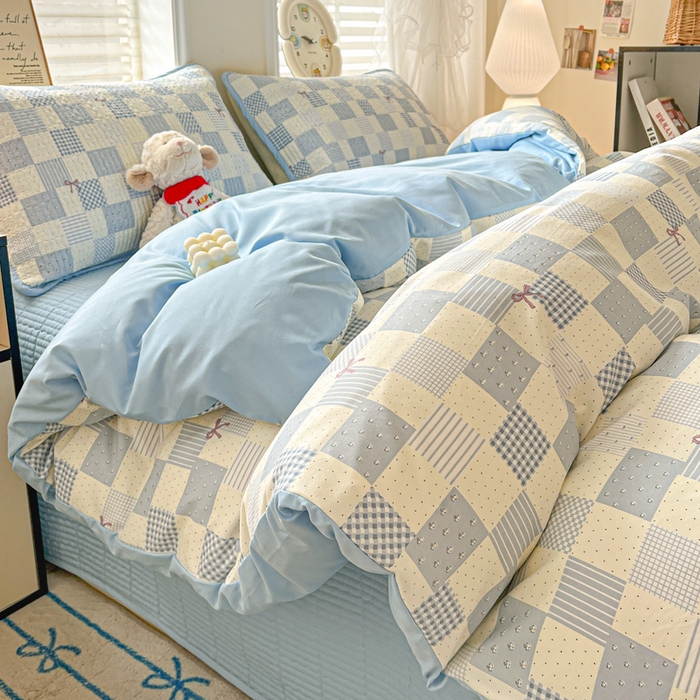 91家纺网 家纺一手货源 找家纺 （总）岚吉家纺 2026新款新疆棉机包边床盖三四件套