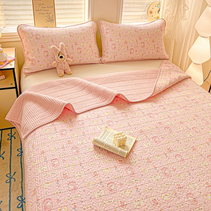 岚吉家纺 2026新款新疆棉机包边床盖三四件套 K迪猫