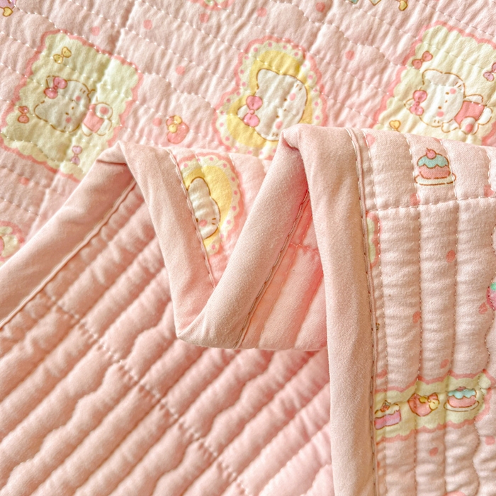 91家纺网 家纺一手货源 找家纺 岚吉家纺 2026新款新疆棉机包边床盖三四件套 K迪猫