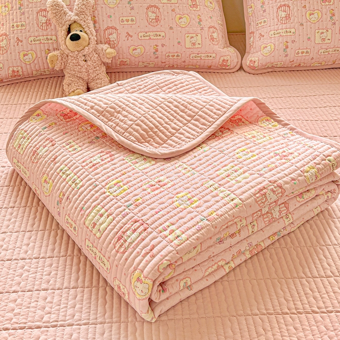 91家纺网 家纺一手货源 找家纺 岚吉家纺 2026新款新疆棉机包边床盖三四件套 K迪猫