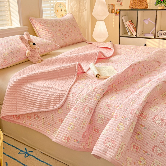 91家纺网 家纺一手货源 找家纺 岚吉家纺 2026新款新疆棉机包边床盖三四件套 K迪猫