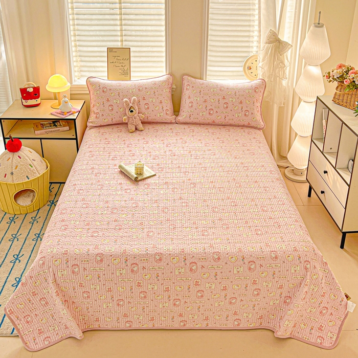 91家纺网 家纺一手货源 找家纺 岚吉家纺 2026新款新疆棉机包边床盖三四件套 K迪猫