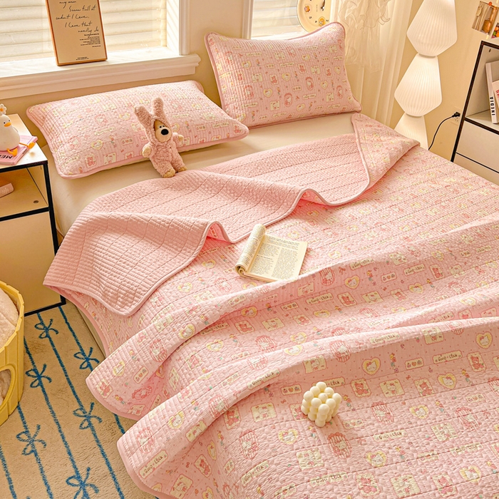 91家纺网 家纺一手货源 找家纺 岚吉家纺 2026新款新疆棉机包边床盖三四件套 K迪猫