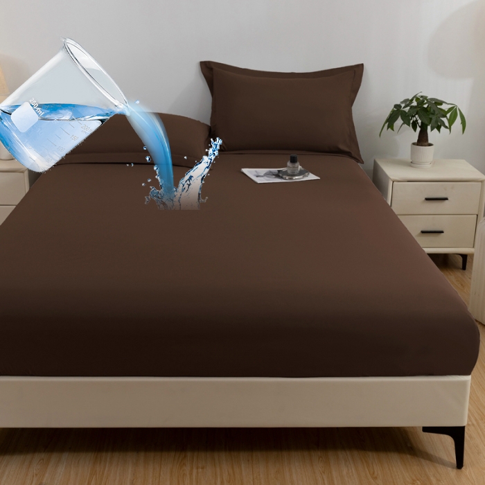 宇淳国际 隔尿防水单床笠2026床罩三件套 枕套 外贸跨境电商亚马逊速卖通欧美尺寸，特殊尺寸可定制 棕色-单防水床笠