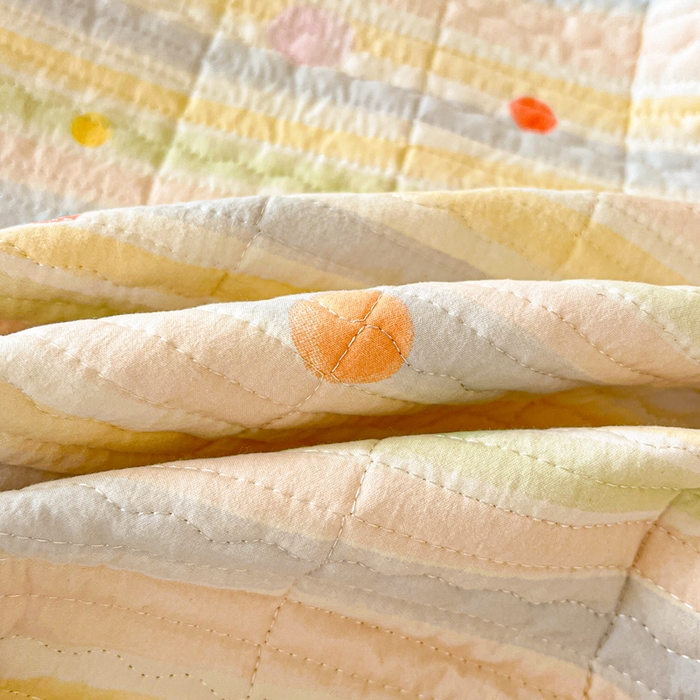 91家纺网 家纺一手货源 找家纺 岚吉家纺 2026新款新疆棉机包边床盖三四件套 彩色圆点