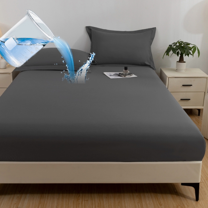 宇淳国际 隔尿防水单床笠2026床罩三件套 枕套 外贸跨境电商亚马逊速卖通欧美尺寸，特殊尺寸可定制 黑灰-单防水床笠