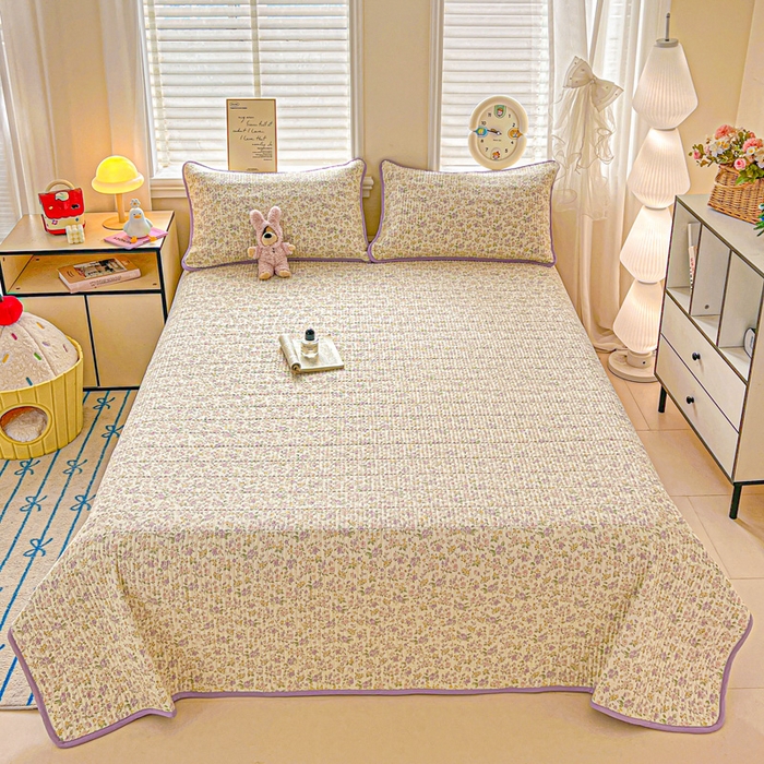 91家纺网 家纺一手货源 找家纺 岚吉家纺 2026新款新疆棉机包边床盖三四件套 清荷