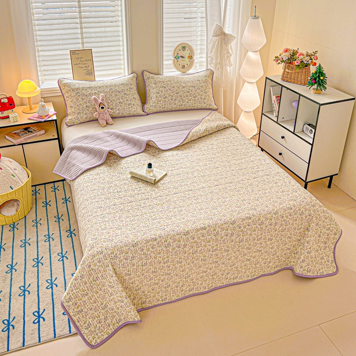 91家纺网 家纺一手货源 找家纺 岚吉家纺 2026新款新疆棉机包边床盖三四件套 清荷