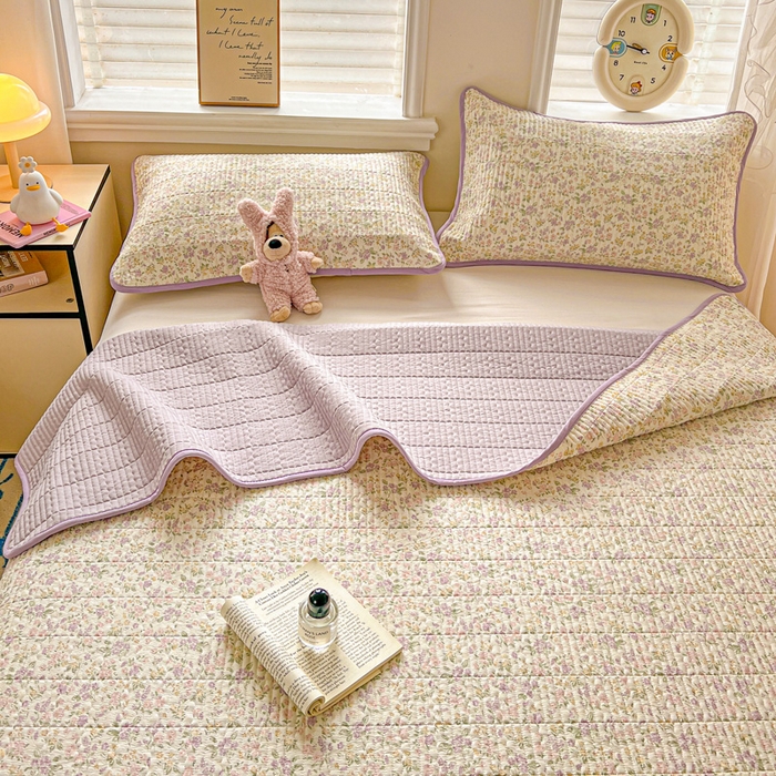 91家纺网 家纺一手货源 找家纺 岚吉家纺 2026新款新疆棉机包边床盖三四件套 清荷