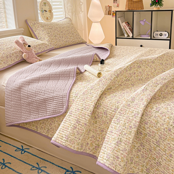 91家纺网 家纺一手货源 找家纺 岚吉家纺 2026新款新疆棉机包边床盖三四件套 清荷