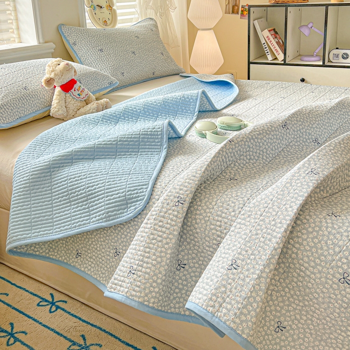 91家纺网 家纺一手货源 找家纺 岚吉家纺 2026新款新疆棉机包边床盖三四件套 素影