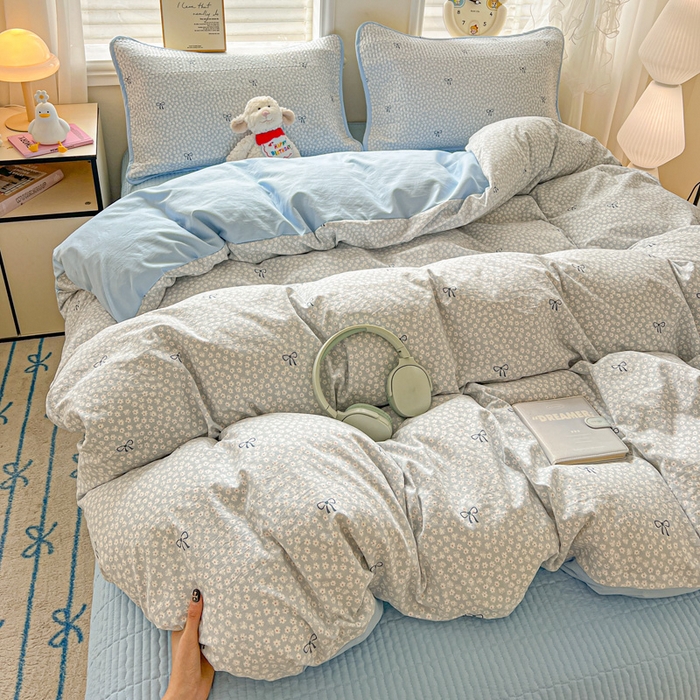 91家纺网 家纺一手货源 找家纺 岚吉家纺 2026新款新疆棉机包边床盖三四件套 素影