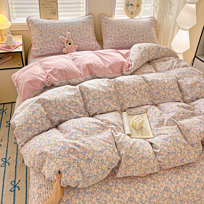 91家纺网 家纺一手货源 找家纺 岚吉家纺 2026新款新疆棉机包边床盖三四件套 晚香