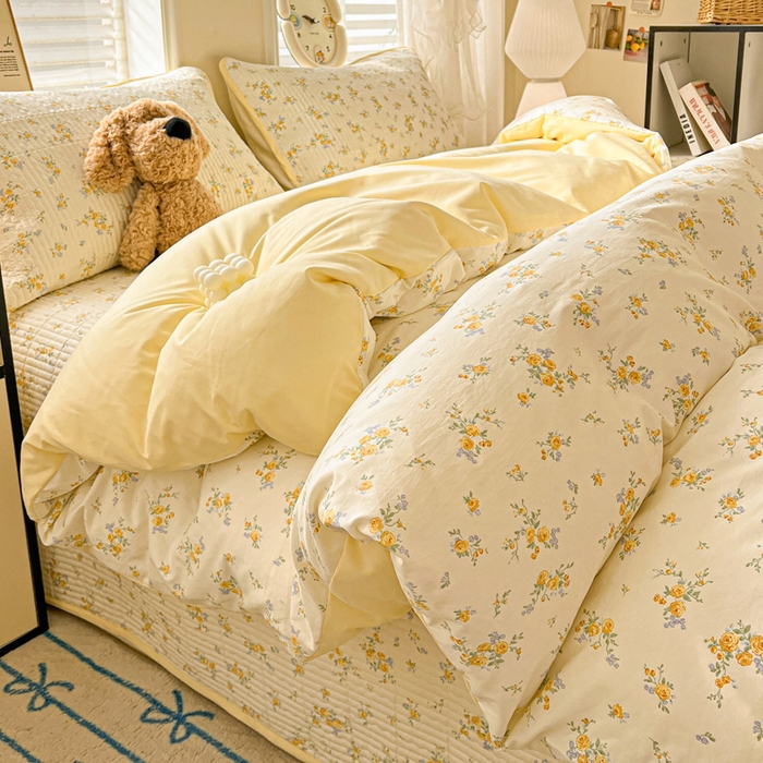 91家纺网 家纺一手货源 找家纺 岚吉家纺 2026新款新疆棉机包边床盖三四件套 邂逅