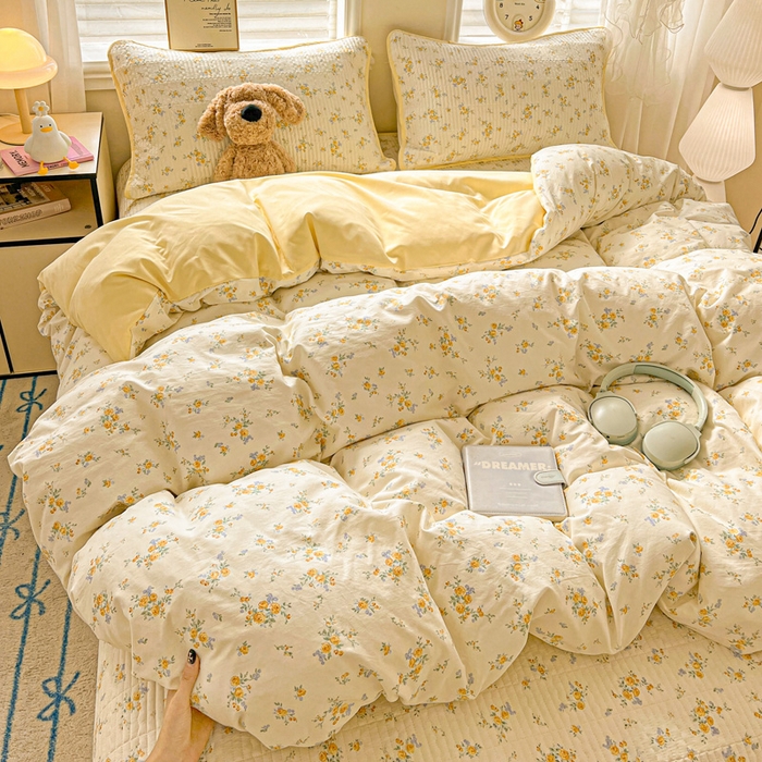 91家纺网 家纺一手货源 找家纺 岚吉家纺 2026新款新疆棉机包边床盖三四件套 邂逅