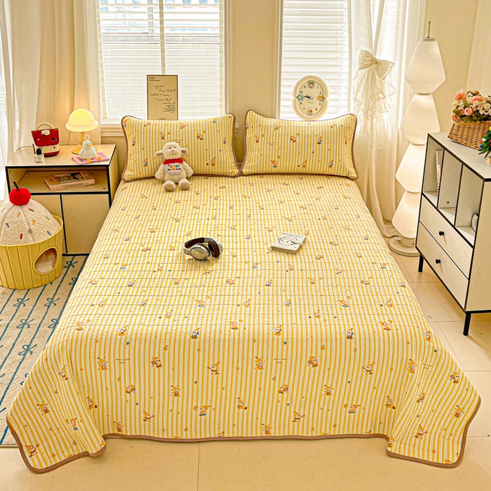 91家纺网 家纺一手货源 找家纺 岚吉家纺 2026新款新疆棉机包边床盖三四件套 星星人