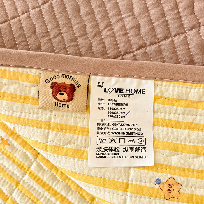 91家纺网 家纺一手货源 找家纺 岚吉家纺 2026新款新疆棉机包边床盖三四件套 星星人