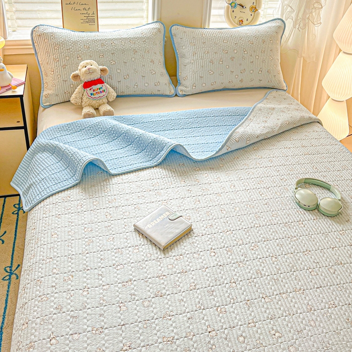 岚吉家纺 2026新款新疆棉机包边床盖三四件套 星愿小狗