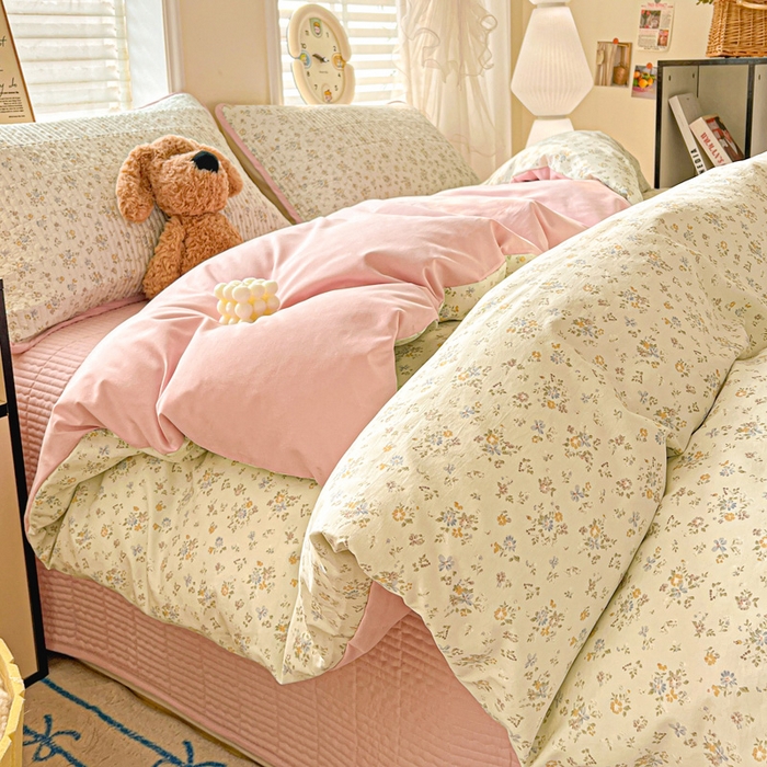 91家纺网 家纺一手货源 找家纺 岚吉家纺 2026新款新疆棉机包边床盖三四件套 栀夏