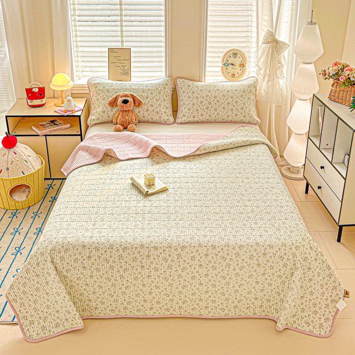 91家纺网 家纺一手货源 找家纺 岚吉家纺 2026新款新疆棉机包边床盖三四件套 栀夏