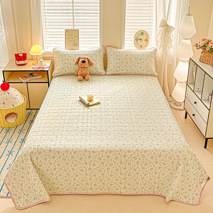 91家纺网 家纺一手货源 找家纺 岚吉家纺 2026新款新疆棉机包边床盖三四件套 栀夏