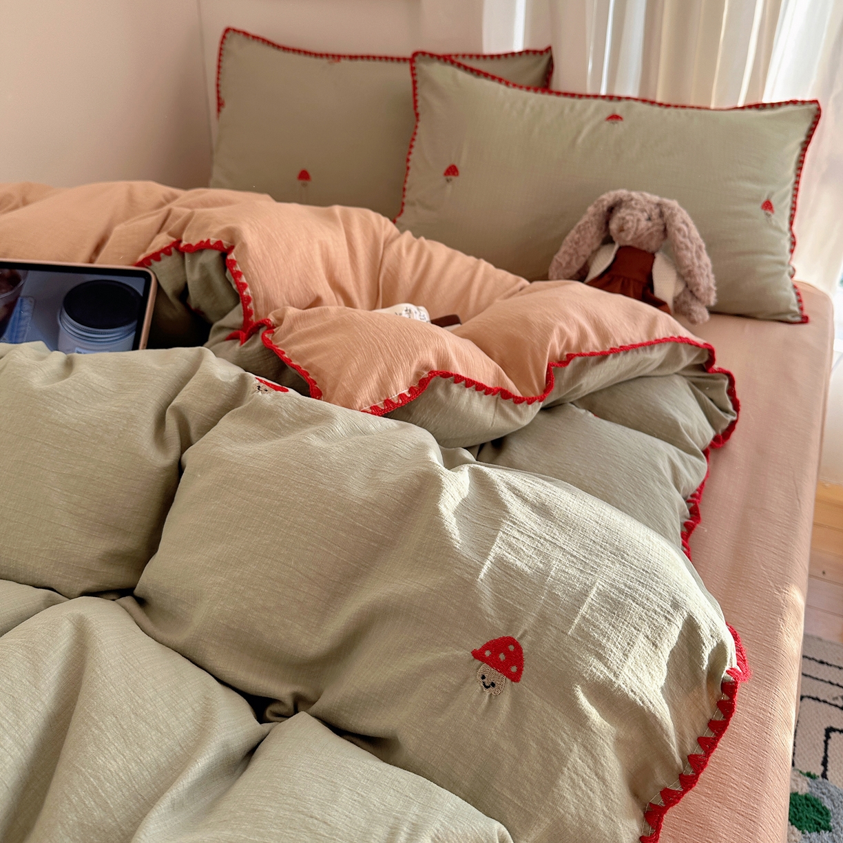 91家纺网 家纺一手货源 找家纺 （总）顾里家纺 2026新款ins韩风刺绣云朵棉四件套