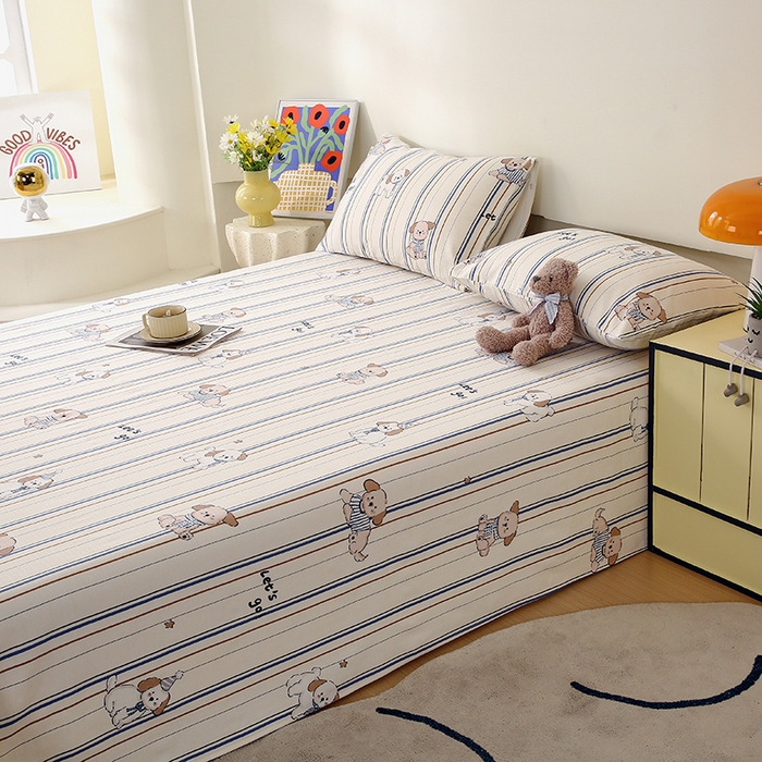 91家纺网 家纺一手货源 找家纺 （总）爱彼家纺 2026春夏新款A类全棉纯棉老粗布凉席三件套席子床单-系列四