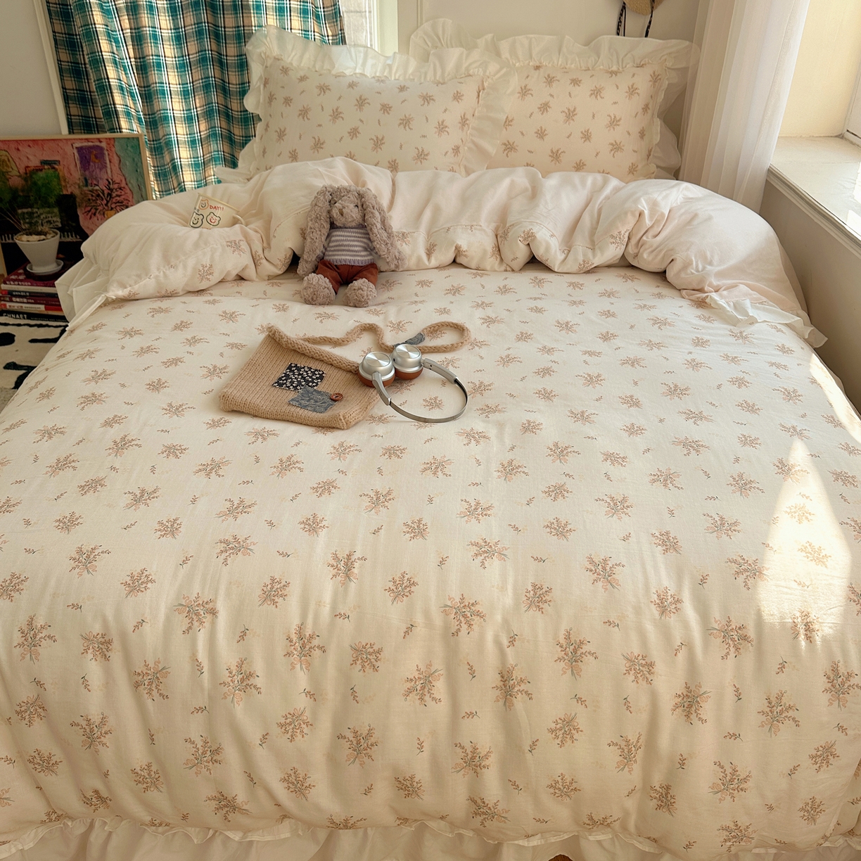 91家纺网 家纺一手货源 找家纺 （总）丽涵家纺 2026新款法式立体花边全棉纯棉双层纱四件套