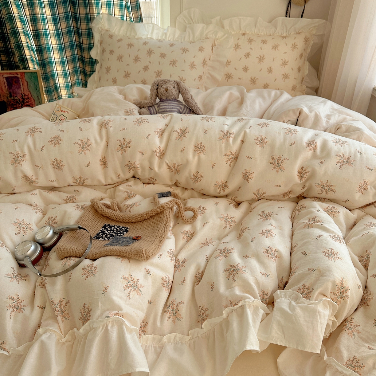 91家纺网 家纺一手货源 找家纺 （总）丽涵家纺 2026新款法式立体花边全棉纯棉双层纱四件套